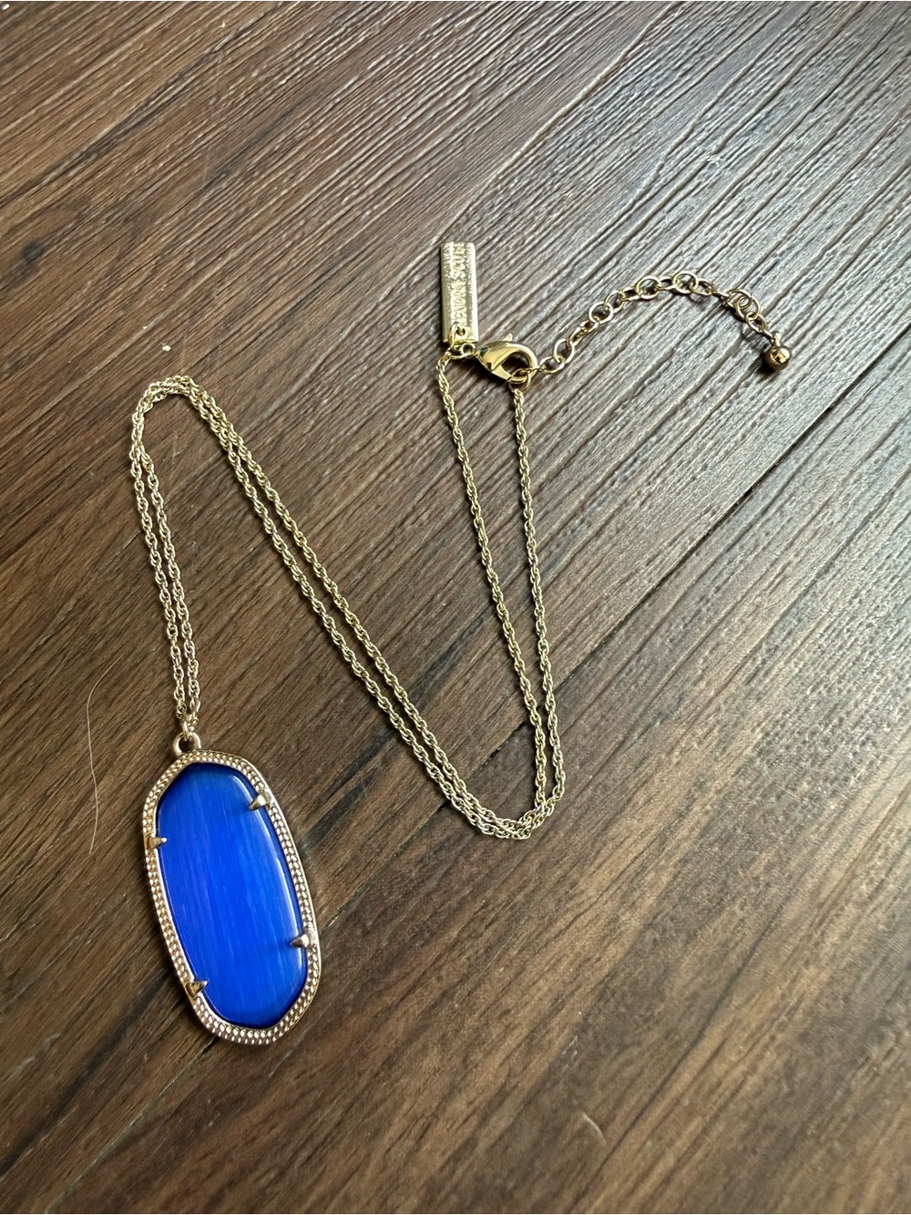 Kendra Scott Rayne Long Cobalt Blue Pendant Necklace Gold Tone
